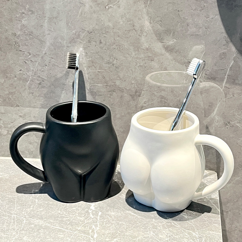 创意家用陶瓷漱口杯简约艺术卫生间高颜值牙刷杯情侣对杯牙具