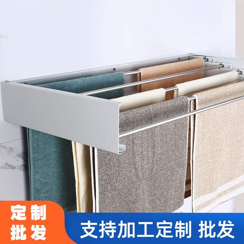 专属链接跨境热销壁挂式固定闭 合毛巾架室内晾衣架 隐藏式收纳架