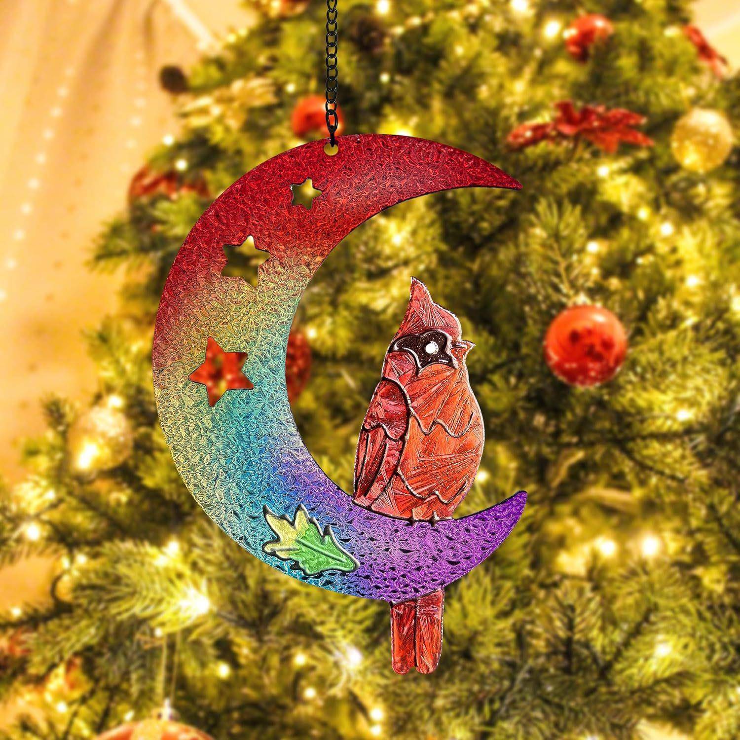 跨境爆款窗户挂件月亮红鸟玻璃工艺品户外阳光捕捉器摆件家居饰品