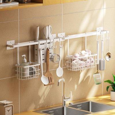 厨房挂篮免打孔家用壁挂葱姜蒜收纳置物架锅具勺铲筷子篓收纳挂架