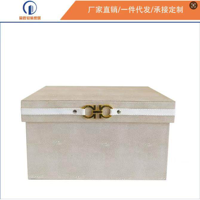 现代简约工艺品软装家居样板房皮质收纳盒摆件创意展厅衣帽间装饰