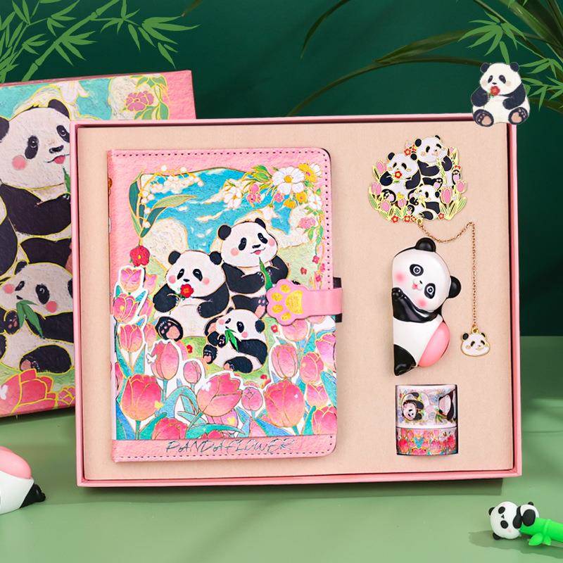 六一儿童节学习用品小学生生日礼物创意卡通熊猫文具套装礼盒