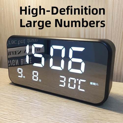 休闲大型数字数字时钟客厅电视计数器发光静音Led闹钟万年历温度