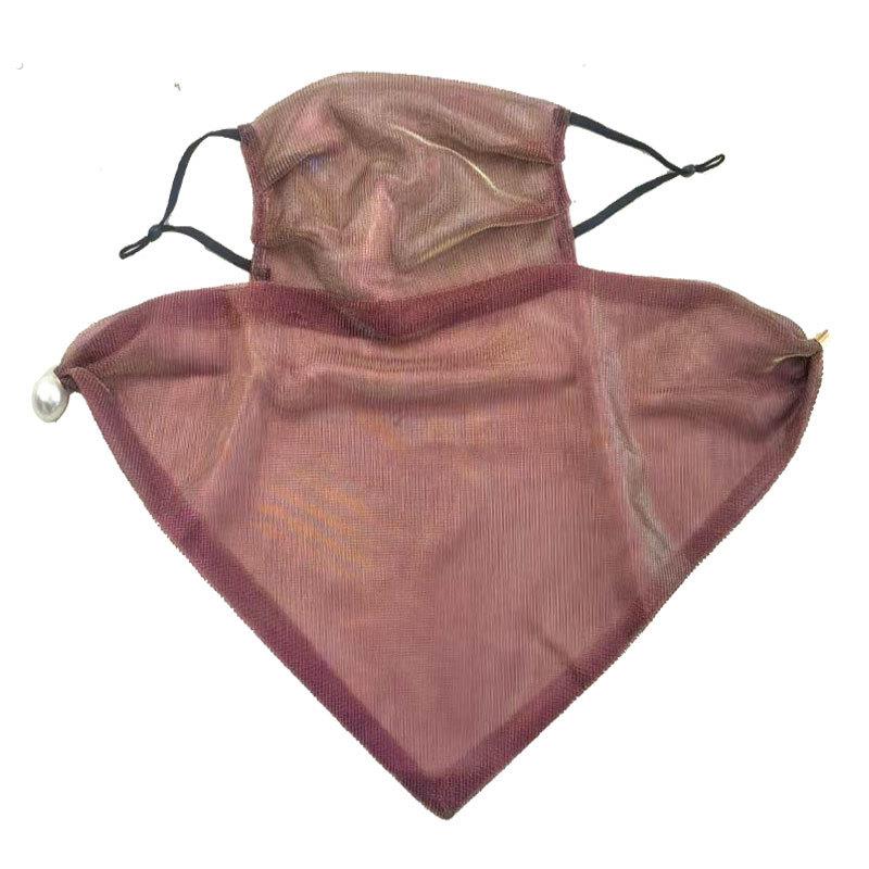 2025新款贝珠炫彩丝巾女时尚百搭护颈三角巾懒人渐变夏季防晒面罩