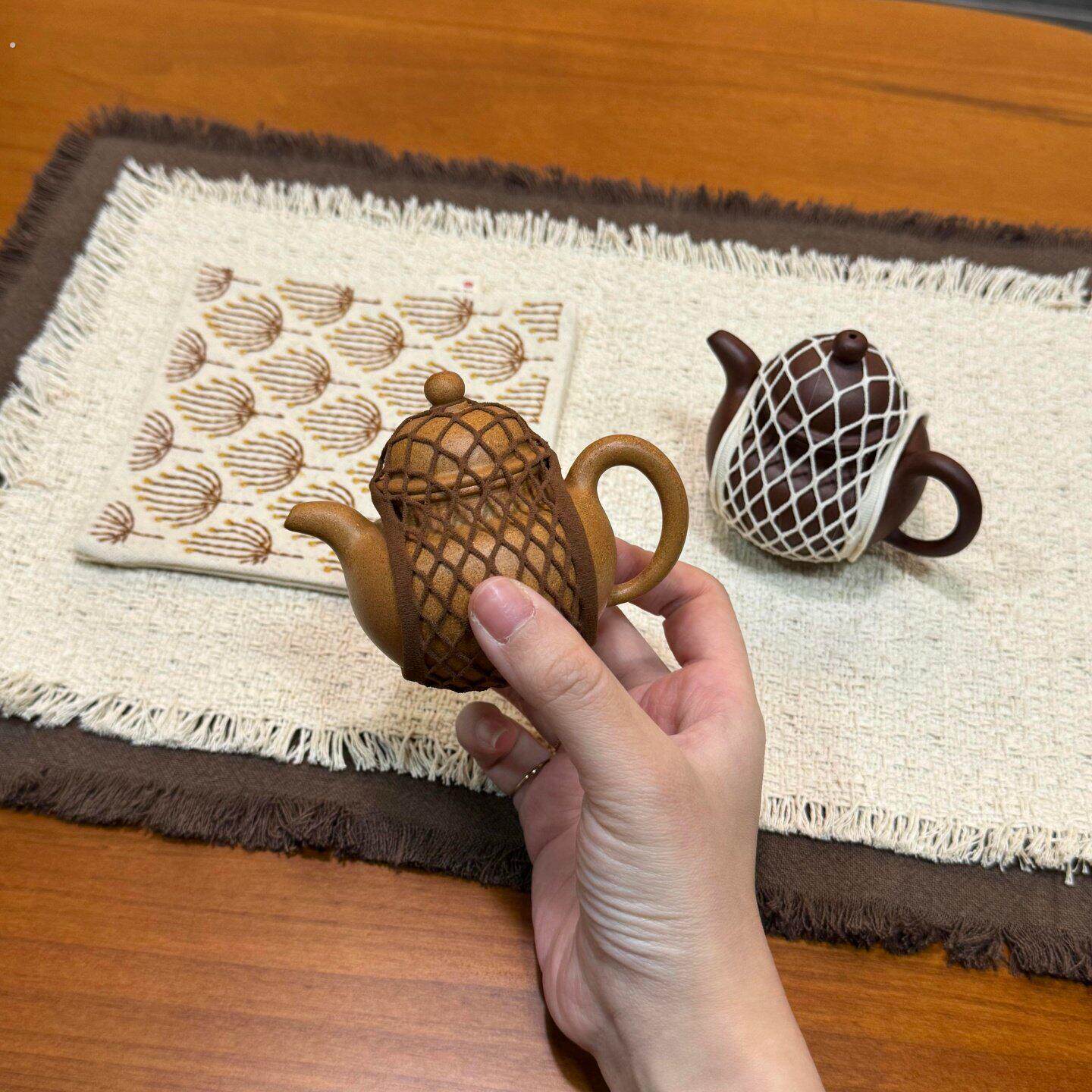 茶壶收纳网兜紫砂壶保护套茶具茶壶盖碗保护袋户外旅行防磕碰配件