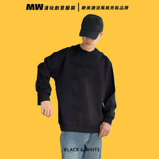 漫玩服装卫衣男女黑色套头衫情侣休闲圆领宽松长袖潮牌联名上衣