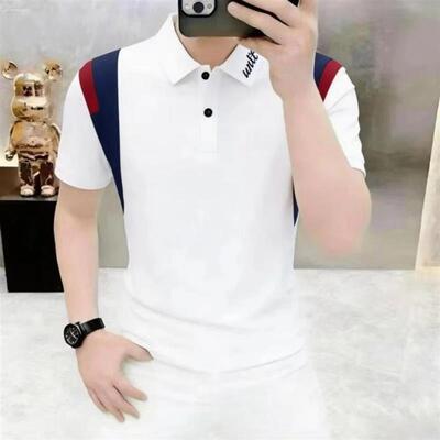 丝萝百货优品2高档男夏季薄款拼色翻领百搭短袖POLO衫时尚商务休