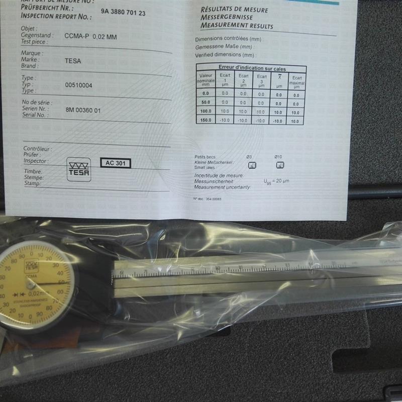 新款瑞士TESA 带表卡尺CCMA-P型 00510004 量程0-150*0.02mm包邮
