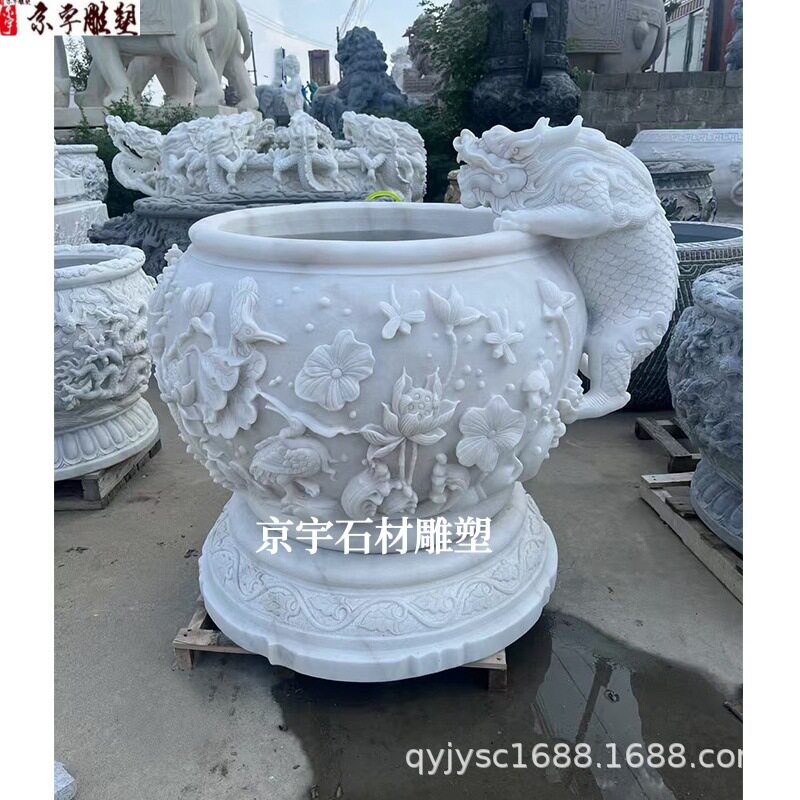 仿古汉白玉青石鱼缸门吸水兽