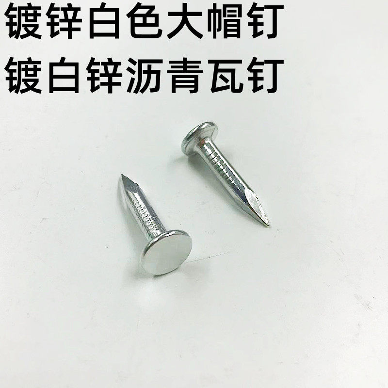 镀锌大帽钉白色防锈沥青瓦钉油毡钉20长25mm30毫米大头钉子水泥钉