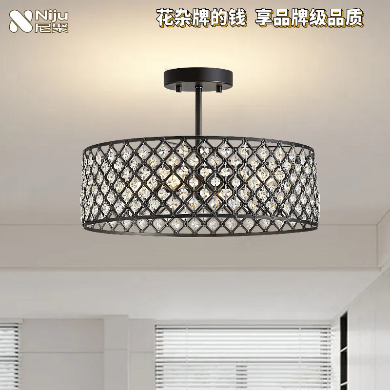 北欧轻奢水晶长条吸顶灯