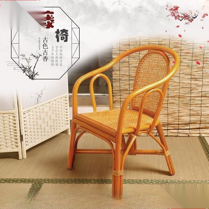 老式真藤编小藤椅矮靠背休闲