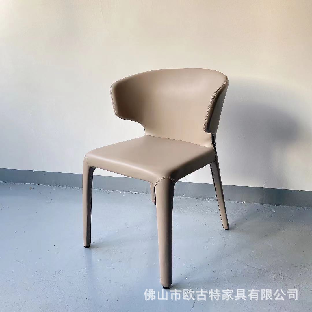 工厂批发弯木板全扪皮坐高46cm餐厅椅创意曲木加定型棉皮艺餐椅