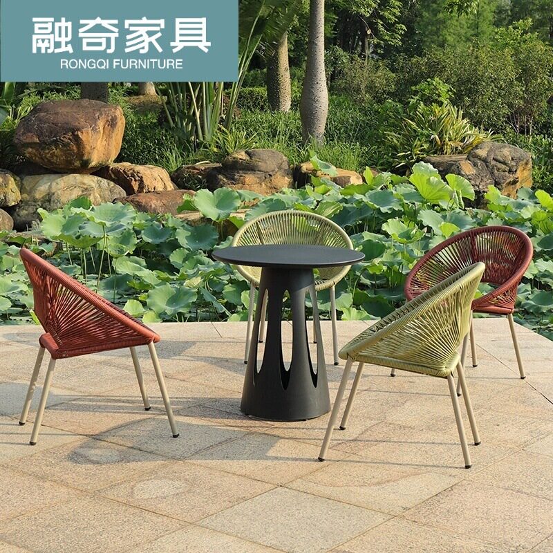 户外圆藤桌椅防水防晒彩色套装