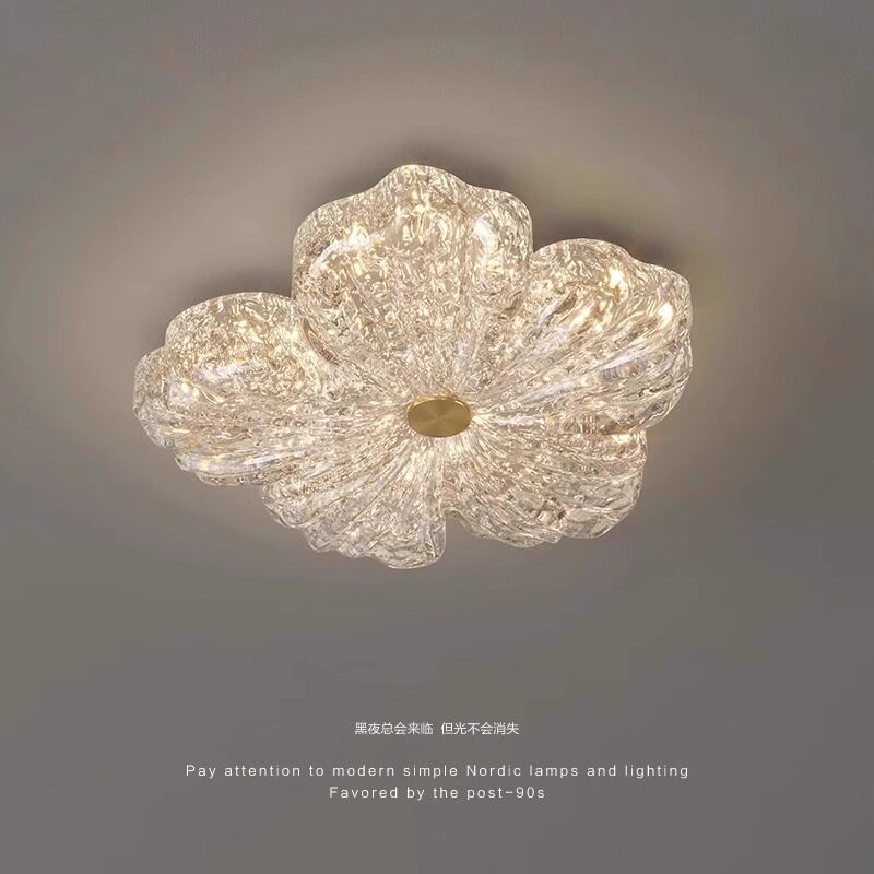 法式轻奢金箔树脂花朵吸顶灯