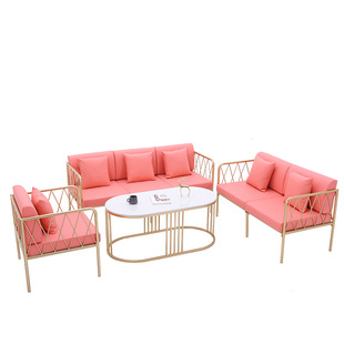 后现代家具铁艺布艺沙发椅子北欧简约网红服装店铺工作室茶几组合