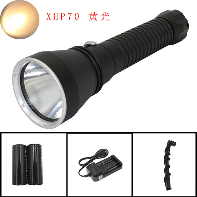 XHP70黄光潜水手电筒强光充电