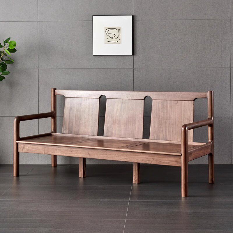 北美黑胡桃木沙发罗汉踏北欧樱桃木实木三人位长椅白橡木单人沙发