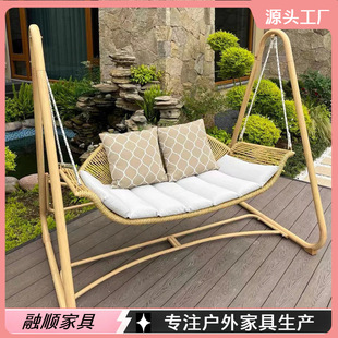 户外秋千吊篮庭院荡秋千室外双人吊床小院网红花园檀花吊椅秋千椅