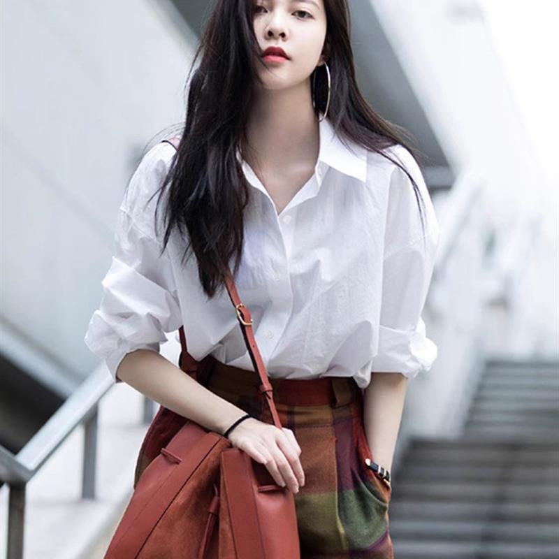 春季法式上衣女2025年新款春装设计感小众防晒长袖白色衬衣上衣女
