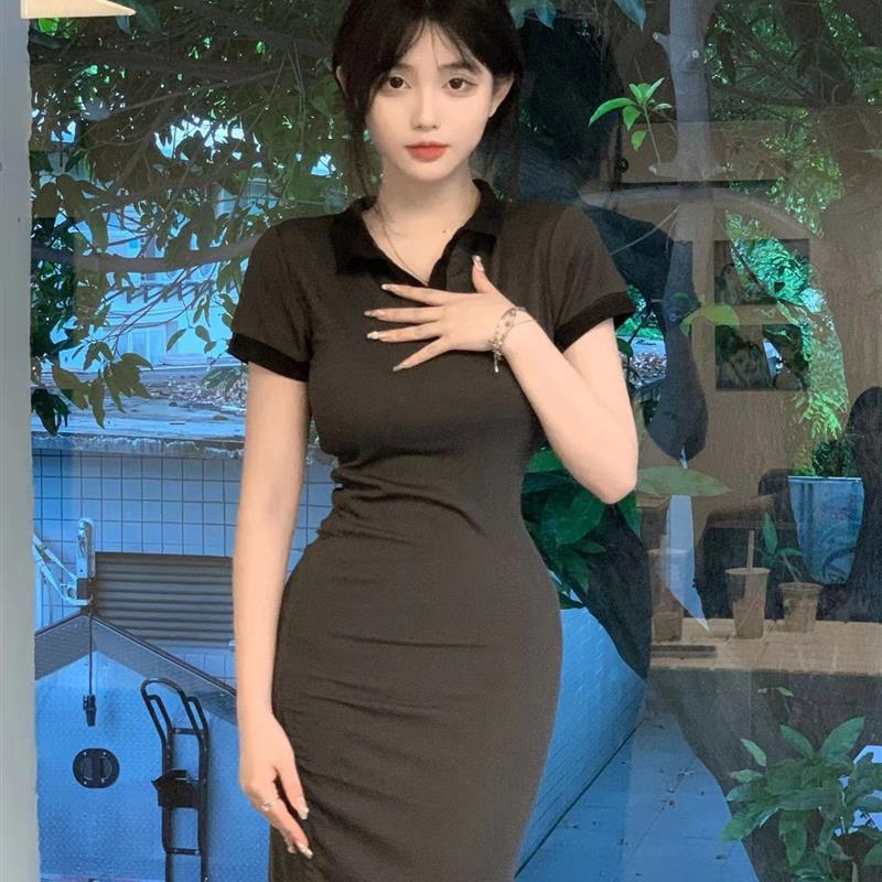 polo连衣裙子女夏季2025新款气质包臀裙辣妹紧身长裙御姐风小妈裙