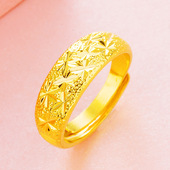 古法经典 k金复古加厚满天星开口戒指 越南沙金情侣指环