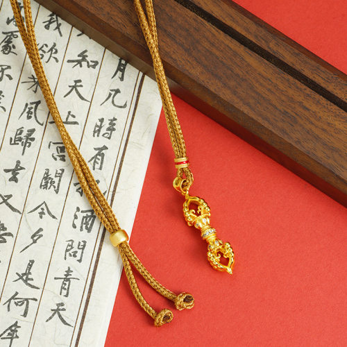 越南沙金吊坠国潮宫廷风镶钻金刚杵项链仿金百搭久不掉色饰品货源