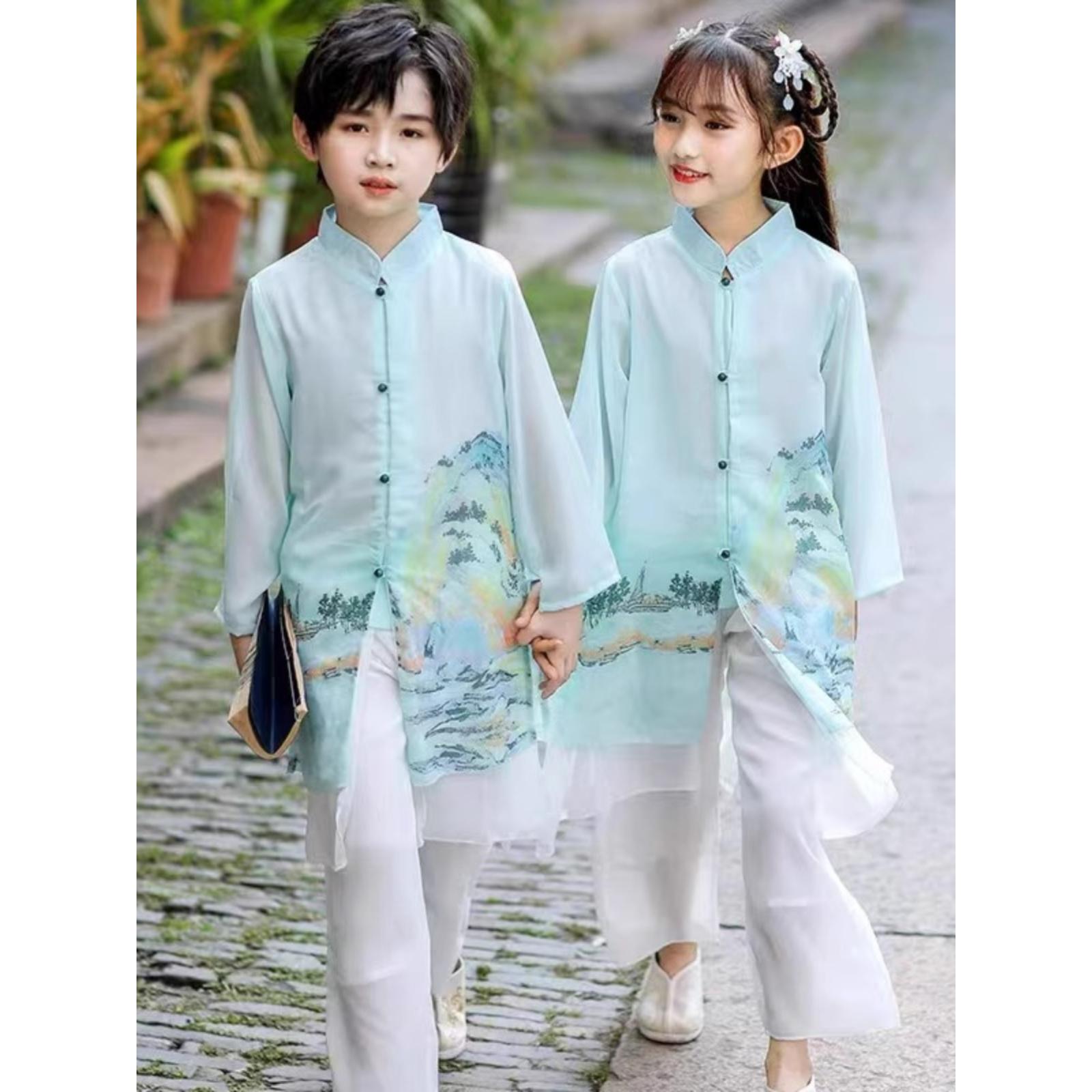 少儿汉服国学服中小学生三字经服装书童古装中国风唐装朗诵演出服