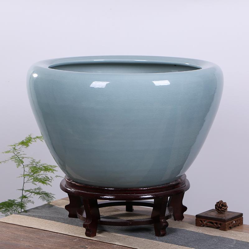 景德镇陶瓷开片鱼缸大号荷花缸养鱼盆客厅乌龟锦鲤缸落地装饰造景