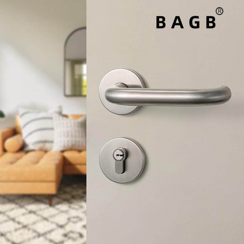 304不锈钢门锁室内静音房门锁卧室实木大压把执手锁静音锁把手