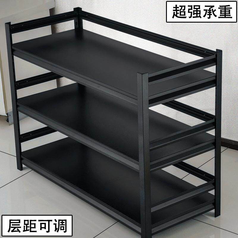 黑色烤漆厨房置物架橱柜架落地多层微波炉烤箱三层锅具金属收纳架
