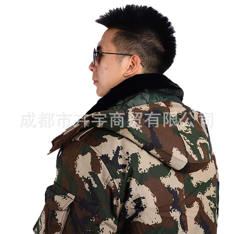 军绿色防寒大衣加厚夹棉毛领野外防寒服工作服防寒大衣