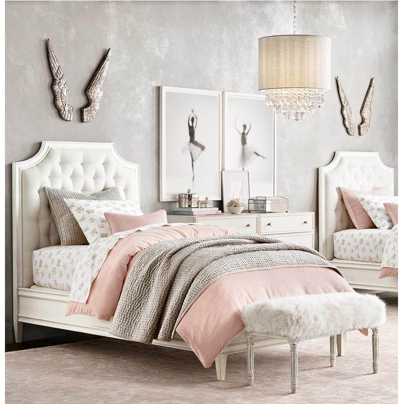 环保美式实木软包床1.2米白色女孩儿童床1.5米次客卧双人床