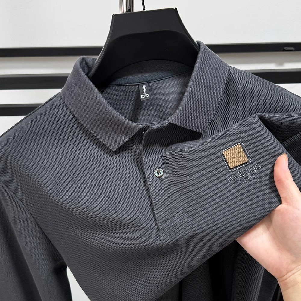 MAROLIO~轻奢专柜！100%纯棉长袖T恤男春秋季下摆开叉翻领POLO衫,男装,秀禾服,淘宝优惠券,粉丝福利购,淘宝优惠卷