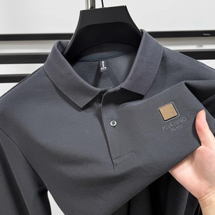 下摆开叉翻领POLO衫 MAROLIO T恤男春秋季 轻奢专柜 100%纯棉长袖