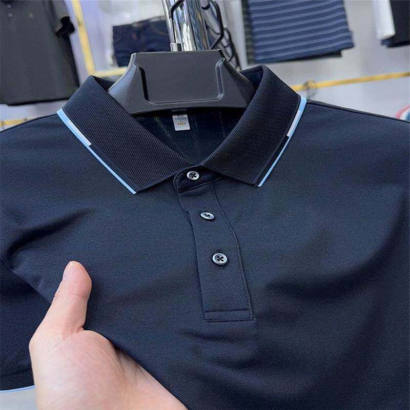 高级桑蚕丝！简约大气！夏季纯色翻领短袖t恤男士商务休闲POLO衫