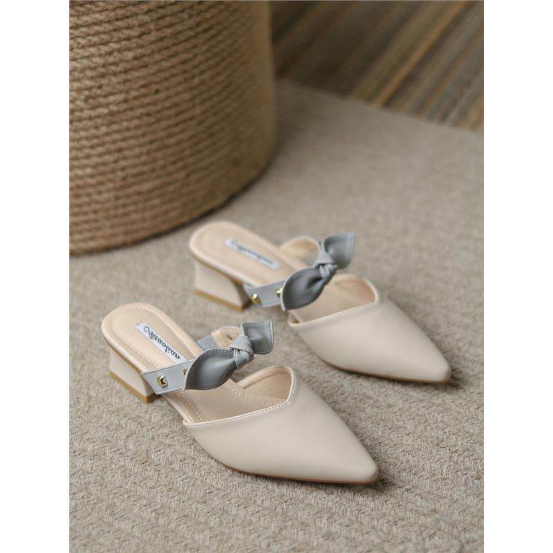 MAROLIO 法式绝美~ 凉鞋女配裙子半拖鞋夏季包头小码高跟鞋女单鞋