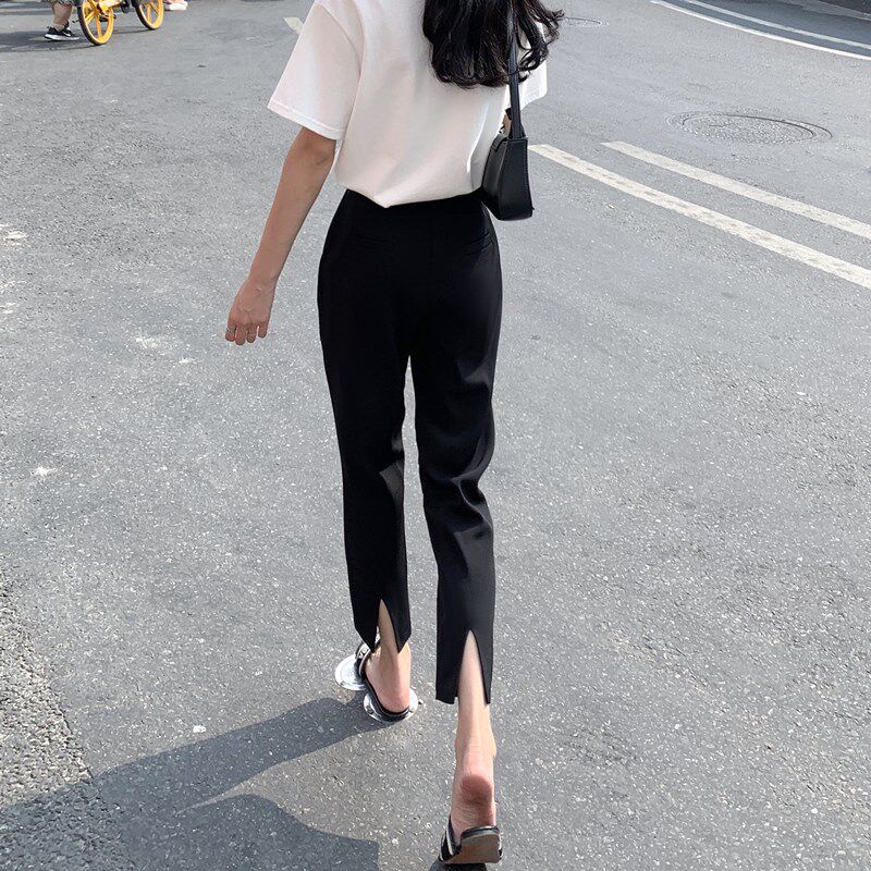 西装裤子女春秋2025新款九分高腰显瘦小脚黑色休闲烟管裤直筒夏季