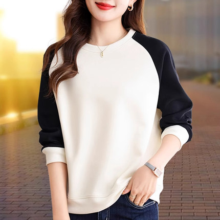高级感休闲圆领卫衣女2024秋冬新款时尚宽松显瘦百搭遮肉打底上衣