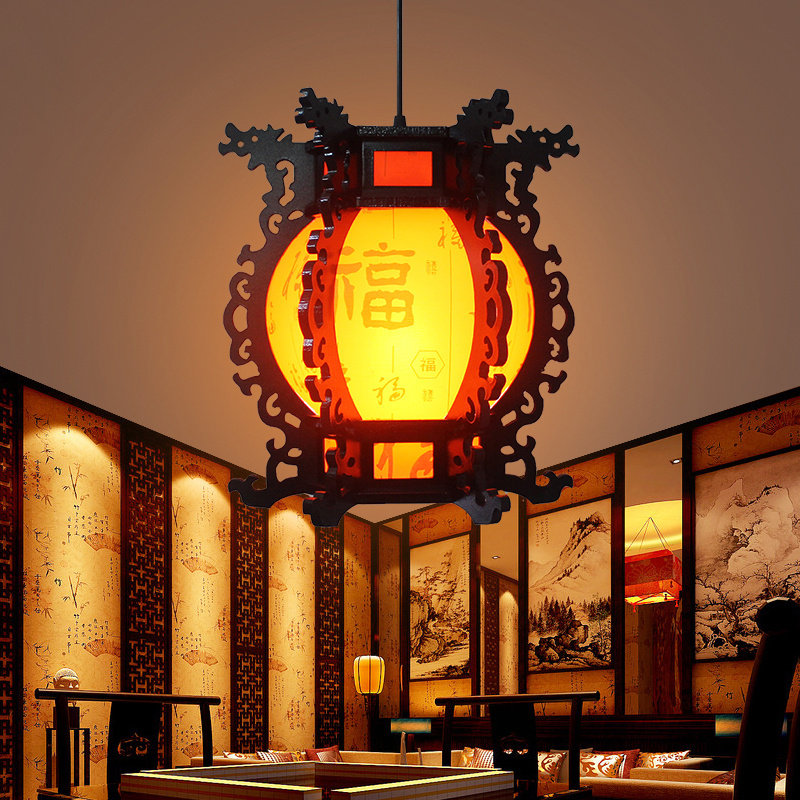 实木仿古灯笼中式古典灯笼酒店茶楼木灯笼羊皮宫灯中国风红灯笼