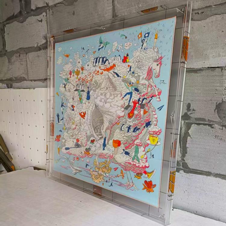 无失真丝巾透明装裱彩色相框diy压克力画 画框双面可视90*90裱框