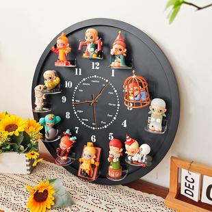 盲盒收纳展示板黑板大挂钟DIY钟表框客厅卧室装饰画