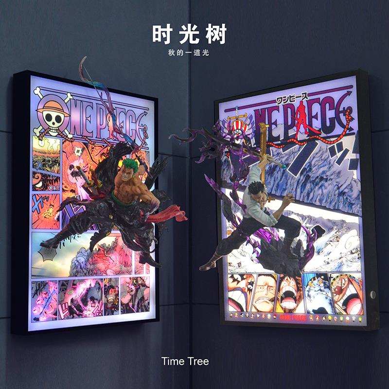 海贼王鲁夫索隆山治娜美罗宾罗鹰眼火拳艾斯3D立体灯光画 画送礼