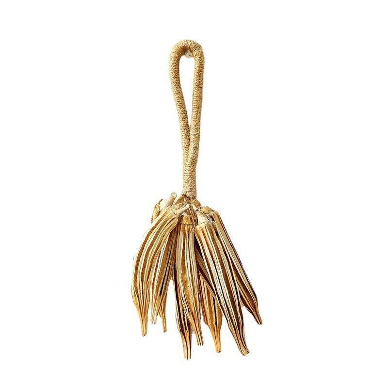 日式乡村秋葵莲藕松果干花干果串天然植物原材料挂件墙面软装饰品