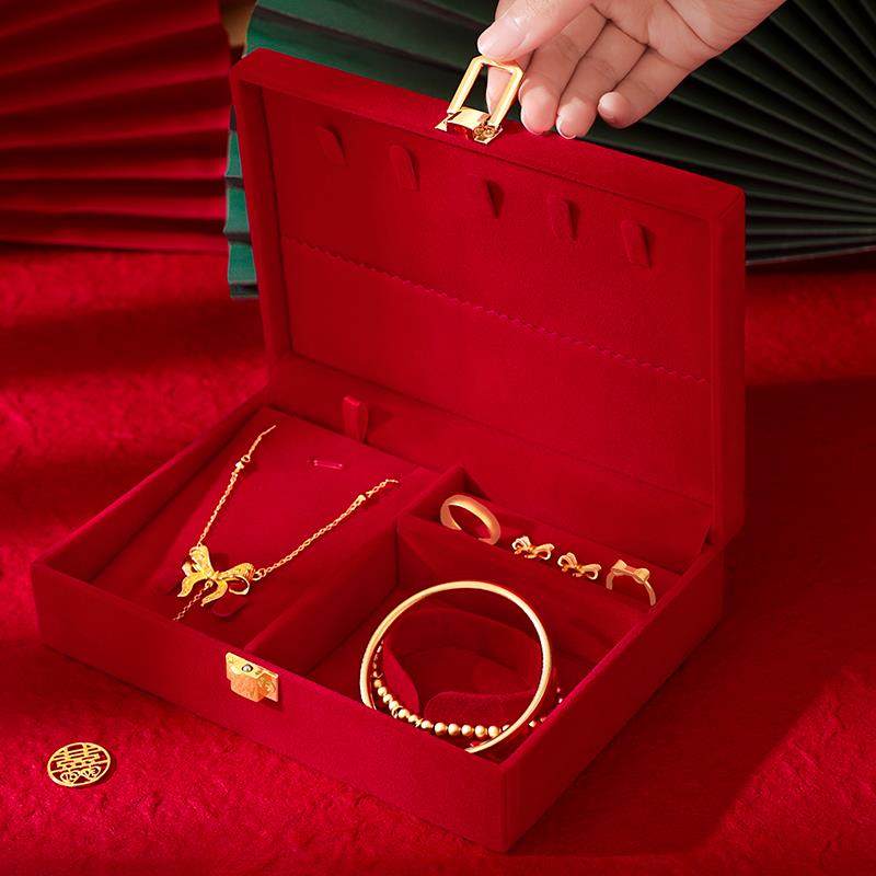 订婚男方金器首饰盒三金五金盒彩礼钱盒子结婚聘金礼金箱用品大全