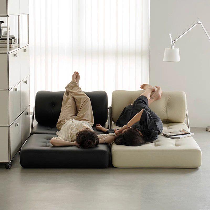 单人沙发小户型客厅豆腐块塔吉沙发床折叠两用奶油风模块懒人沙发