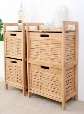 楠床边头现柜代置物架卧室床窄边小型抽竹拉收纳ZXU柜楠竹简易储