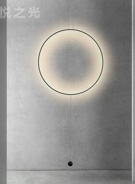 意式极简代灯玄现关性过道光环饰氛围灯简约装个光环吊灯