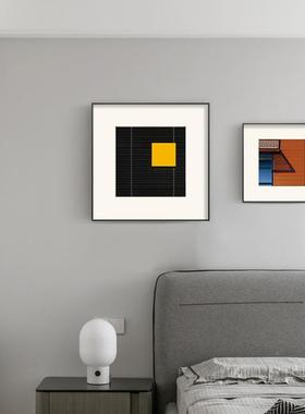 蓝色橙色装饰画轻纸奢风建筑摄设S-282影挂画计师艺术卡画客厅墙