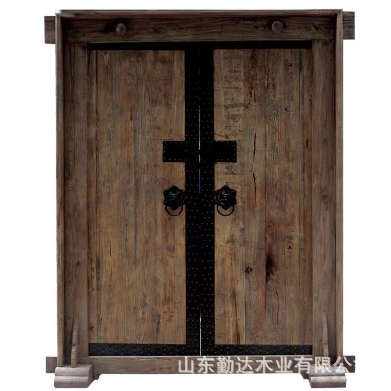 新款古板典中式老榆木门复仿古大472庭院别墅老门古实木进户门